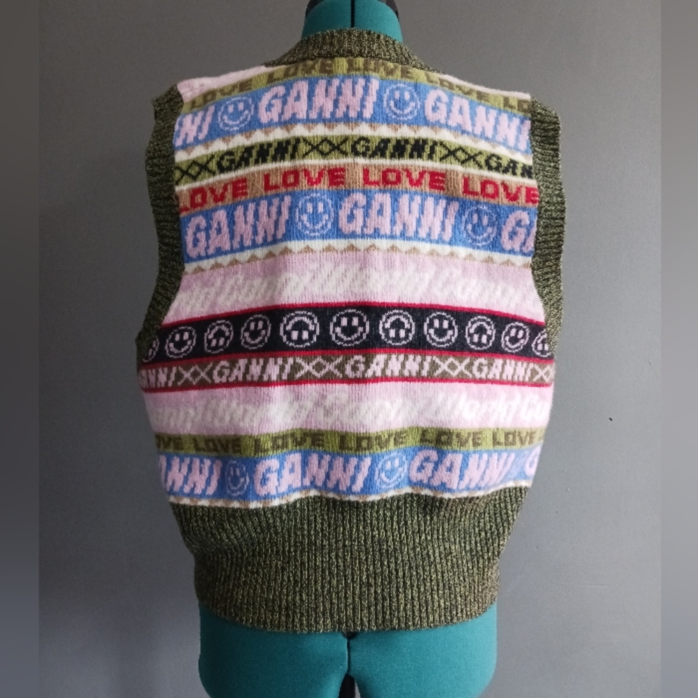 Ganni Colorful Knit Vest with Green and Purple - Picture 6 of 9